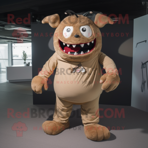 Beige Demon maskot drakt...