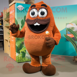 Brown Orange mascot costume character dressed with a Bermuda Shorts and Earrings