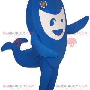 Blauwe en witte walvismascotte. Kalf kostuum - Redbrokoly.com
