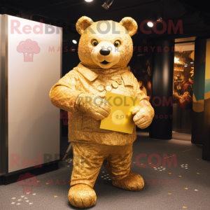 Gold Bear maskot kostym...