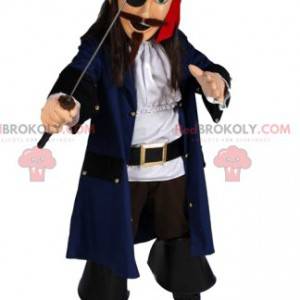 Piratenmascotte met een prachtig zwaard. Piraat kostuum -