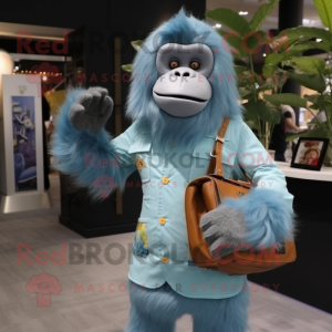 Sky Blue Orangutang maskot...