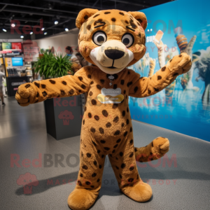 Brun Cheetah maskot kostume...