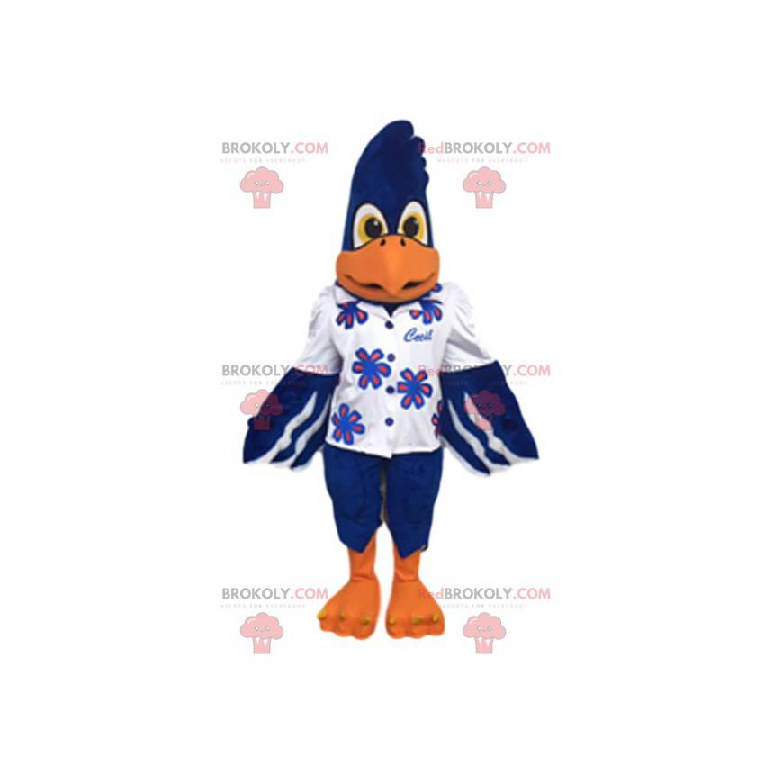 Mascot águila real azul en camisa. Disfraz de Tamaño L (175-180 CM)