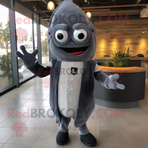 Gray Fajitas mascot costume character dressed with a Suit Pants and Mittens
