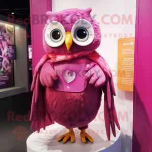 Magenta Owl maskot kostume...