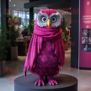 Magenta Owl maskot kostume...