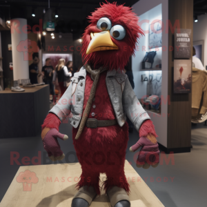 Maroon Crow maskot kostym...