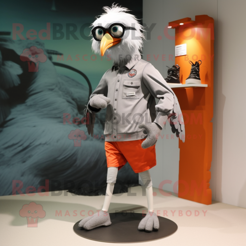 Silver Crow mascot costume character dressed with a Bermuda Shorts and Eyeglasses