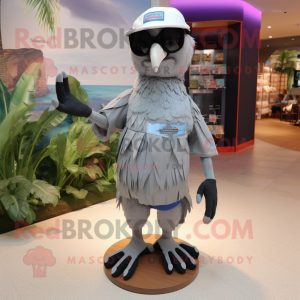 Silver Crow mascot costume character dressed with a Bermuda Shorts and Eyeglasses