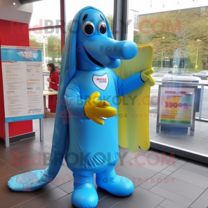 Blue Hot Dog maskot drakt...