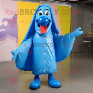 Blue Hot Dog maskot kostume...