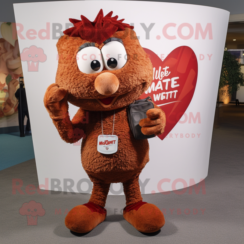Rust Heart mascot costume character dressed with a Henley Tee and Mittens