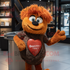 Rust Heart mascot costume character dressed with a Henley Tee and Mittens
