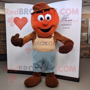 Rust Heart mascot costume character dressed with a Henley Tee and Mittens