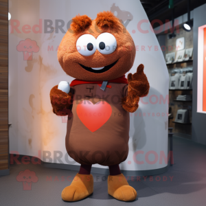 Rust Heart mascot costume character dressed with a Henley Tee and Mittens
