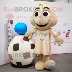 Beige voetbal mascotte...