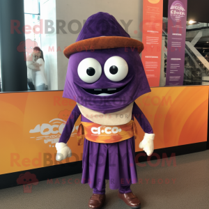 Purple Tacos mascot costume character dressed with a Oxford Shirt and Wraps