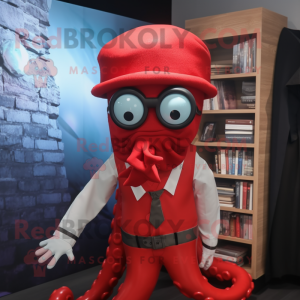 Red Squid maskot kostume...