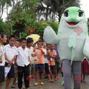 Giant green and white fish mascot - Redbrokoly.com