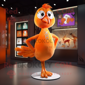 Orange Dove mascot costume character dressed with a Leggings and Hairpins