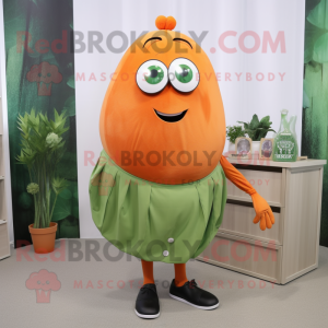 Olive Orange mascot costume character dressed with a Pencil Skirt and Cufflinks