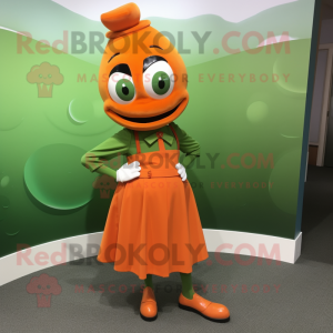 Olive Orange mascot costume character dressed with a Pencil Skirt and Cufflinks