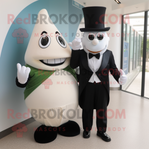 Olive Ice Cream Cone mascot costume character dressed with a Tuxedo and Cummerbunds