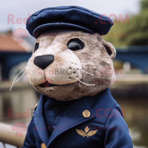 Marinblå Otter maskot...