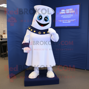 Navy Ghost mascot costume character dressed with a Pencil Skirt and Foot pads