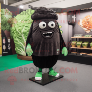 Black Corned Beef And Cabbage mascot costume character dressed with a Hoodie and Tie pins