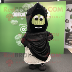 Black Corned Beef And Cabbage mascot costume character dressed with a Hoodie and Tie pins