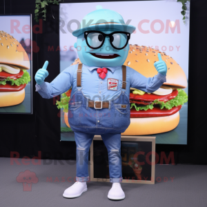 Sky Blue Hamburger maskot...