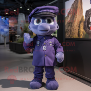 Lavender Navy Soldier mascot costume character dressed with a Polo Shirt and Beanies