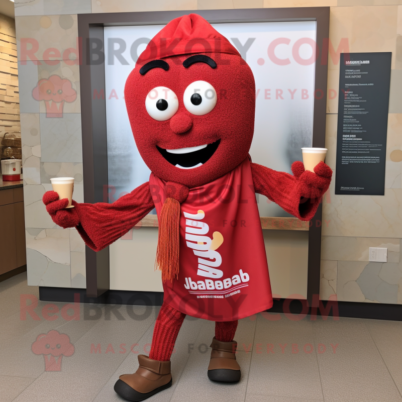 Red Jambalaya mascot costume character dressed with a Leggings and Wraps