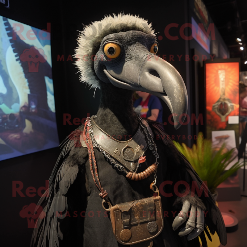 Black Vulture mascot costume character dressed with a Waistcoat and Keychains