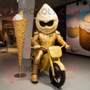 Gold Ice Cream Cone maskot...