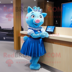 Blue Sow maskot kostym...