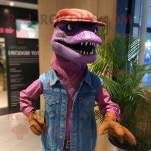 Magenta Velociraptor maskot...