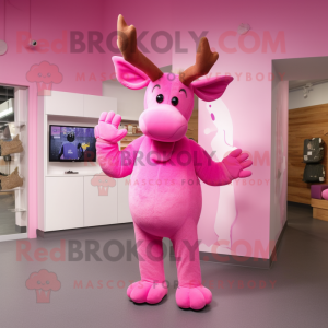 Pink Moose maskot kostume...