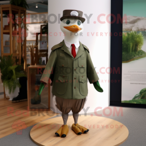 Olive Gull mascot costume character dressed with a Jacket and Ties