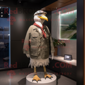 Olive Gull mascot costume character dressed with a Jacket and Ties