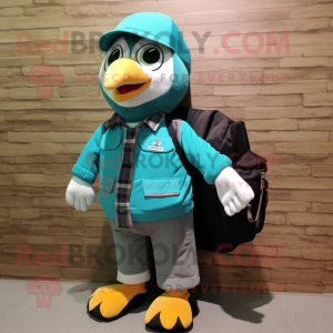 Teal Dove maskot drakt...