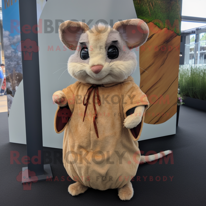 Tan Dormouse mascot costume character dressed with a Cover-up and Hairpins