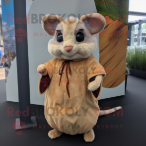 Tan Dormouse mascot costume character dressed with a Cover-up and Hairpins