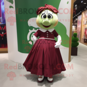 Maroon Irish Flag mascot costume character dressed with a Pleated Skirt and Anklets