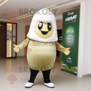 Olive Dim Sum mascot costume character dressed with a Leggings and Beanies