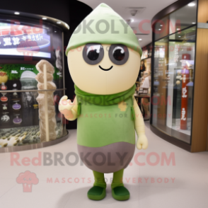 Olive Dim Sum mascot costume character dressed with a Leggings and Beanies