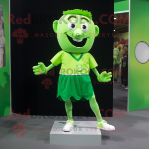 Lime Green Irish Dancing Shoes mascot costume character dressed with a Shorts and Pocket squares