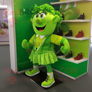 Lime Green Irish Dancing Shoes mascot costume character dressed with a Shorts and Pocket squares